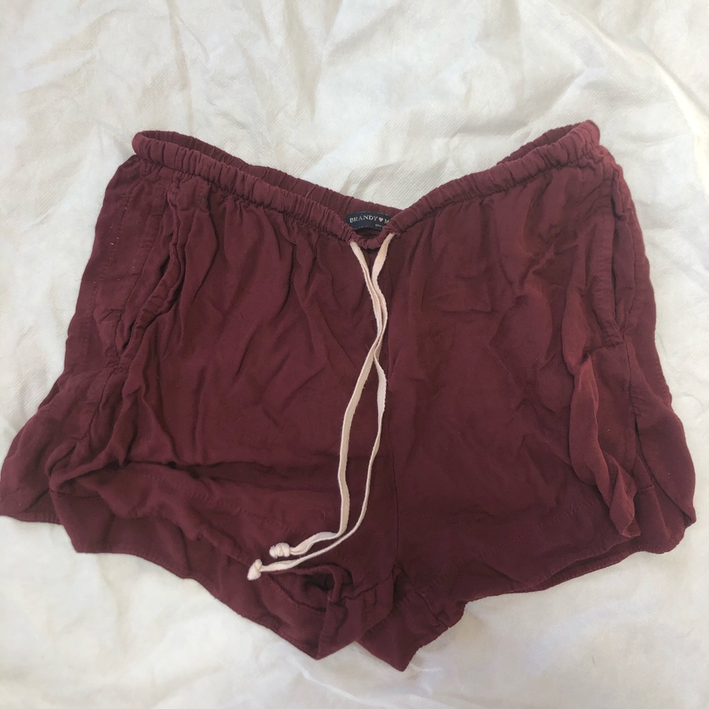 Brandy Melville Burgundy Tie Shorts